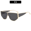 Futuristic gold metal oversized sunglasses with one-piece dark grey lenses C1 - Gold Frame Black Grey Lens (C1)