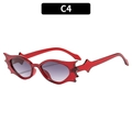 Unique bat wing shaped sunglasses with semi-transparent red frame and purple gradient lenses - Red Frame Gradient Gray Lens (C4)