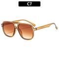 Retro double-bridge square pilot sunglasses with tortoiseshell frame and tinted lenses - Transparent Tea Frame Double Tea Lens (C7)