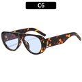 Oval tortoiseshell sunglasses with light blue lenses and chunky frame, style C6 - C6-Tortoise Frame Blue Lens