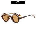 Retro-Rundsonnenbrille mit Schildpatt-Rahmen, bernsteinfarbenen Gläsern und Steampunk-Design - Schildpatt Rahmen Tee Gläser