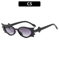 Unique bat-shaped fashion sunglasses featuring black frames and purple gradient lenses - Black Frame Double Grey Lens (C5)