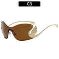 Fashion rimless sunglasses with brown lenses and golden swan crystal decoration - Gold Frame Tea Lens