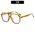 Retro double-bridge aviator sunglasses with yellow tortoiseshell frames and clear lenses - Leopard Frame Clear Lens (C9)