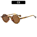 Retro runde Sonnenbrille mit Rahmen in Leoparden-Schildpatt-Optik und braunen Gläsern - Dunkler Schildpatt-Rahmen Teefarbene Linsen