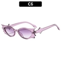 Unique bat wing shaped sunglasses with purple translucent frames and gradient lenses - Transparent Purple Frame Double Purple Lens (C6)