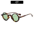 Vintage-Rundrahmen-Sonnenbrille in Schildpatt-Optik mit dunkelgrünen Gläsern Modell C7 - Schildpatt Rahmen Grüne Linsen