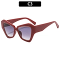 Eleganti occhiali da sole geometrici cat-eye bordeaux con montatura larga - Montatura Rossa Lenti Doppie Grigie