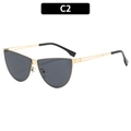 Occhiali da sole cat eye in metallo con montatura oro chiaro e lenti grigie C2 - Montatura Oro Lenti Grigie (C2)