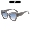 Occhiali da sole cat-eye con montatura grigio trasparente e lenti blu sfumate - Montatura Grigio Gelatina Lenti Blu