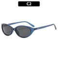 Retro-Oval-Cat-Eye-Sonnenbrille mit transparentem blauem Rahmen und grauen Gläsern - Blauer Rahmen Graue Linsen