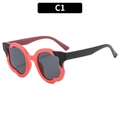 Occhiali da sole oversize a forma di fiore con elegante contrasto di colore rosso e nero - Montatura Rosso Arancio Lente Grigia