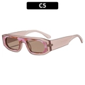 Brown translucent square sunglasses with pink marble texture accents and dark brown lenses - Nude Pink Marble Frame Tea Lens
