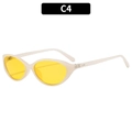 Cat-Eye-Sonnenbrille mit beige-transparentem Rahmen und gelben Gläsern Modell C4 - Gelee-Weiß/Gelbe Linse