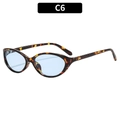 Cat eye tortoiseshell frame sunglasses with light blue lenses and rivet details - Tortoise Frame Blue Lens