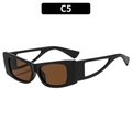 Cat eye sunglasses with black frame, brown lenses and hollowed-out geometric temples - Black Frame Tea Lens