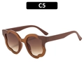 Brown cat eye sunglasses with wavy irregular frames and gradient lenses style C5 - Tea Frame Gradient Tea Lens