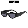 Retro zwarte cat-eye zonnebril met breed montuur en donkere glazen in C1-stijl - Zwart Frame Grijze Lenzen
