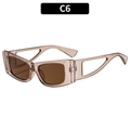 Y2K narrow champagne transparent frame cat eye sunglasses with hollow temples - Champagne Frame / Tea Lens