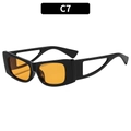 Fashion cat-eye sunglasses with thick black frame, cutout temples and bright orange lenses - Black Frame Orange Lens