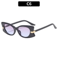 Chic cat eye sunglasses with glossy black frames and purple gradient lenses - Grey Frame Purple Blue Gradient Lens