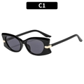 Chic cat eye sunglasses in black with smoky lenses and gold metal arrow accents - Black Frame Grey Lens
