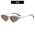 Lunettes de soleil œil-de-chat beige chic avec verres gris foncé et accents métalliques - Monture Kaki Clair Verres Thé (C2)