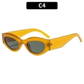 Vintage cat-eye zonnebril met geel transparant montuur en donkergrijze lenzen C4 model - Oranje Frame Grijze Lenzen