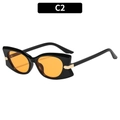 Retro cat-eye sunglasses with black glossy frames and vibrant orange lenses - Black Frame Orange Lens