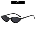 Occhiali da sole vintage cat-eye con montura nera lucida e lenti grigio scuro - Montatura Nera Lenti Grigie