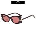 Vintage cat eye sunglasses with burgundy frames, pink lenses and gold temple accents - Solid Red Frame Red Lens