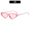 Chic cat-eye pink sunglasses with gold metal temples and transparent pink lenses - Pink Frame Champagne Lens (C5)
