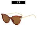 Occhiali da sole cat-eye alla moda con montatura marrone scuro e stanghette in metallo oro - Montatura Tè Scuro Lenti Tè