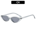 Occhiali da sole retrò cat-eye con montatura grigia trasparente e lenti scure, colore C4 - Montatura grigia traslucida Lente grigia