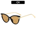 Occhiali da sole cat-eye chic con montatura nera e stanghette in metallo dorato C4 - Montatura Nera Lenti Tè