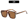 Retro tortoise shell square sunglasses with C4 brown lenses and double bridge design - Tortoiseshell Frame Dark Tea Lens (C4)