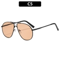 Classic aviator sunglasses C5 with black metal double bridge frame and light orange lenses - Black Frame Light Tea Lens