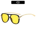 Retro pilot sunglasses with black frame and vibrant yellow transparent lenses C2 style - Black Frame Yellow Lens (C2)
