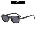 Classic vintage square sunglasses with black frames and gold metallic trim accents - Black Frame Grey Lens (C1)