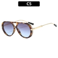 Classic aviator sunglasses with tortoise frame, blue gradient lens and golden temples - Tortoise Frame Gradient Gray Lens