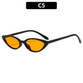 Retro cat-eye sunglasses with black resin frame and vibrant orange transparent lenses - Black Frame Orange Lens