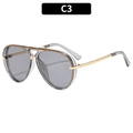 C3 aviator zonnebril met transparante grijze glazen en een goudkleurig montuur - Transparant Grijs Frame Grijze Lenzen (C3)