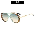 Classic pilot sunglasses featuring leopard tortoiseshell frames and gradient green lenses - Leopard Frame Blue Tea Lens