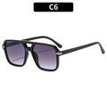 Lunettes de soleil carrées rétro à double pont avec monture noire et verres dégradés violets - Monture Noire Verres Dégradés Violets (C6)