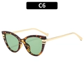 Cat eye sunglasses with dark tortoise frames, light green lenses and gold metal arms - Floral Print Frame Green Lens