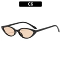 Retro cat-eye sunglasses with glossy black frames and tea-colored lenses, style C6 - Black Frame Light Tea Lens