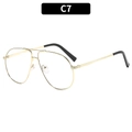 Classic gold metal aviator sunglasses with retro double bridge and transparent lenses - Gold Frame Clear Lens