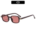 Retro square sunglasses in dark red tortoiseshell frame with pink translucent lenses - Solid Red Frame Red Lens (C3)