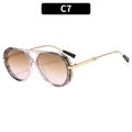 Retro pilot sunglasses featuring gradient brown to pink lenses and grey acetate frames - Transparent Tea Frame Tea Pink Lens