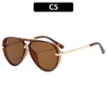 Classic aviator sunglasses with tortoise shell frame, brown lenses and gold metal bridge - Tortoise Frame Tea Lens (C5)